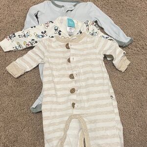 Disney Beige and Blue Striped Footies
